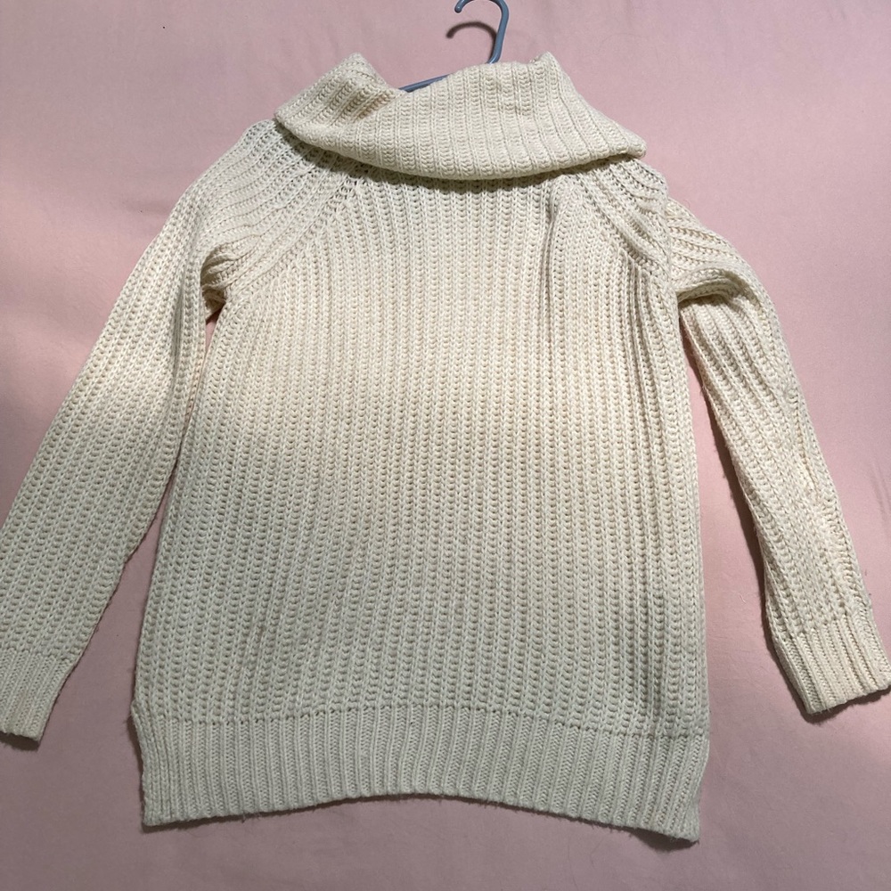 Forever 21 Cream Cowl Neck Knit Sweater